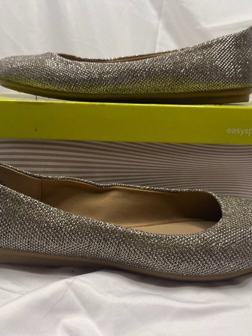 Easy Spirit e360 Get City Metallic Glitter Ballet Flats Shoes Size 7M